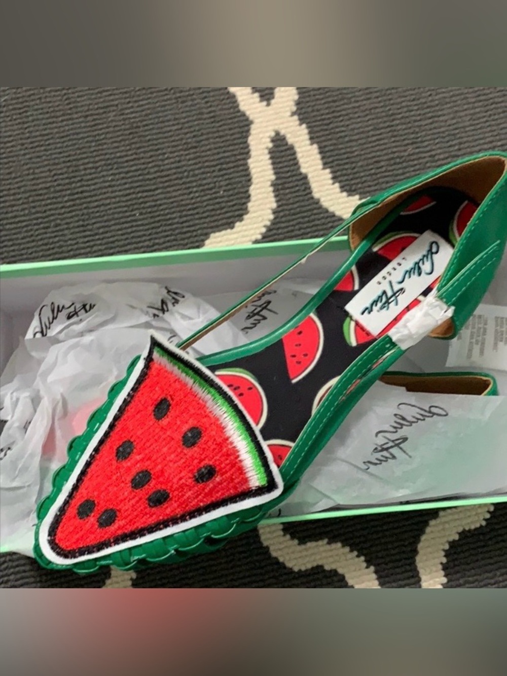 Modcloth Green and Red Watermelon Flat Loafers super cute shoes brand new